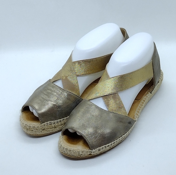 kanna Shoes Kanna Ada Espadrille Womens 85 Metallic Gold Criss